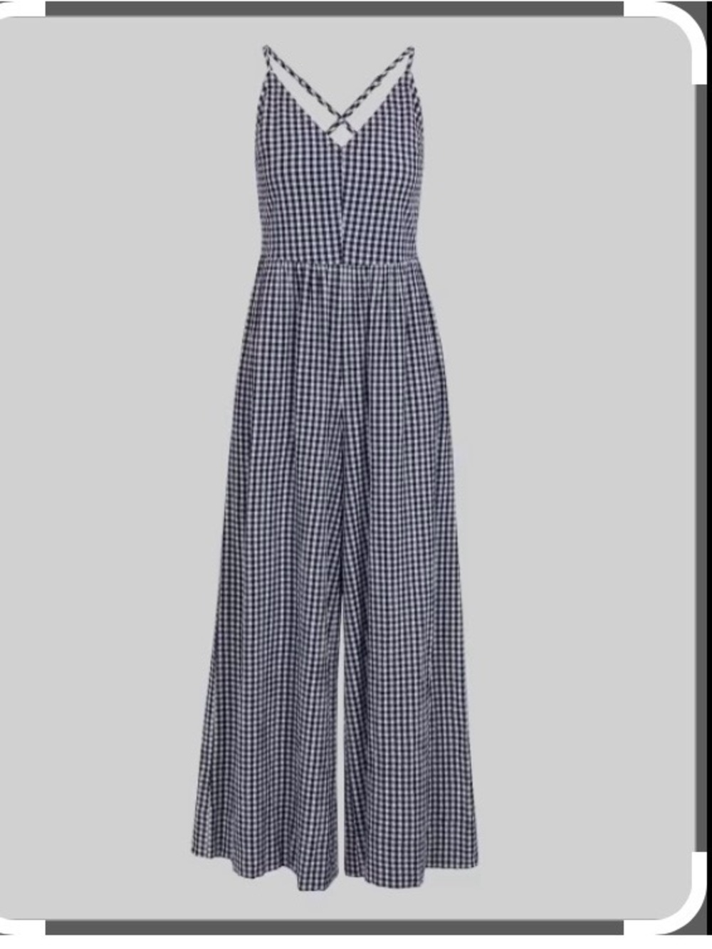 Splendid Gingham Wide-Leg Jumpsuit in Navy
